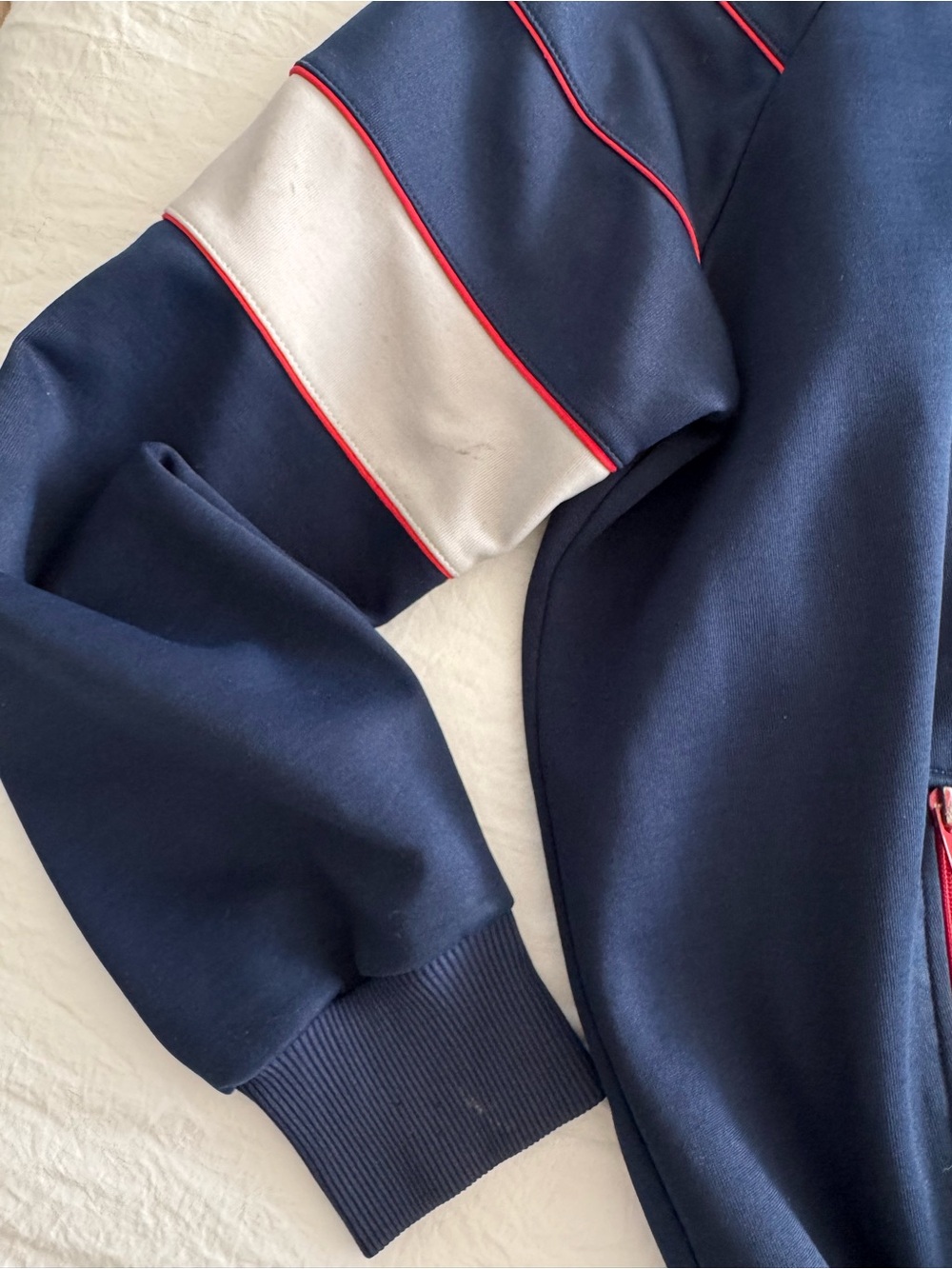 Vintage 80s Adidas Trefoil Track Jacket Navy Red White Colorblock - Picture 8 of 15